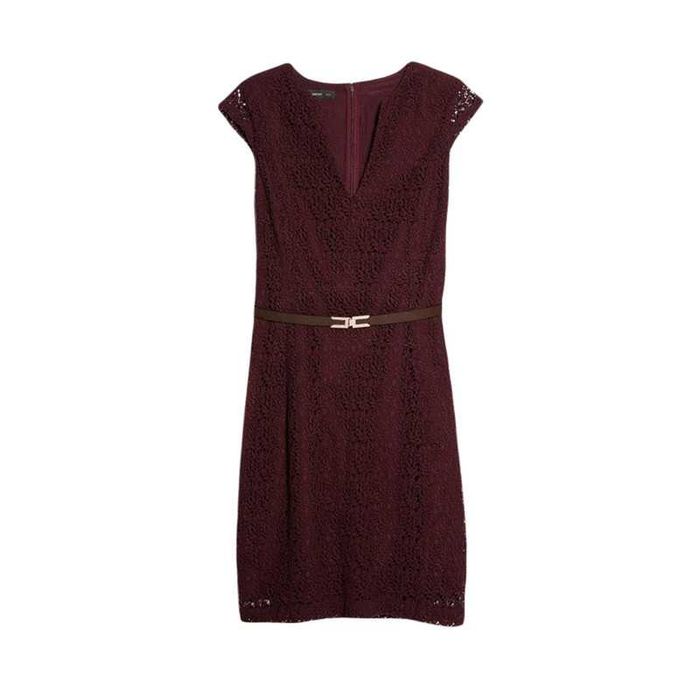 Rochie midi din dantela grena burgundy Mango XS