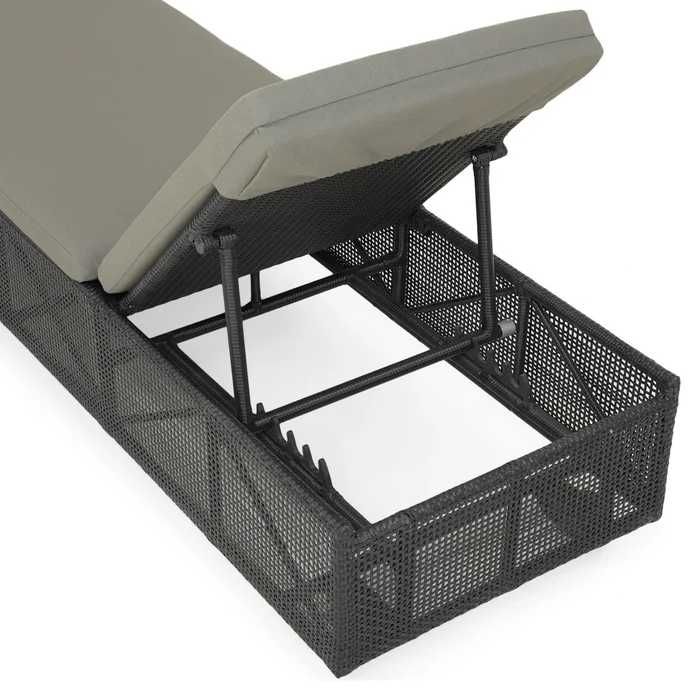 Pat de zi/Sezlong plaja/gradina/terasa Negru REDUCERI 70%