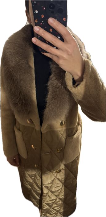 Алкантара Палто с Яка от Лисица