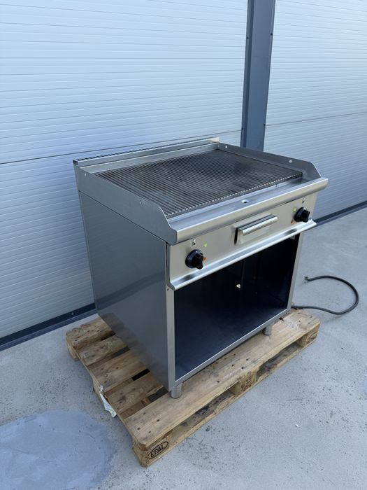 Gratar / plita electrica profesionala striata - 2 zone de gatit - suport inox - linia 700 - Italia - model nou