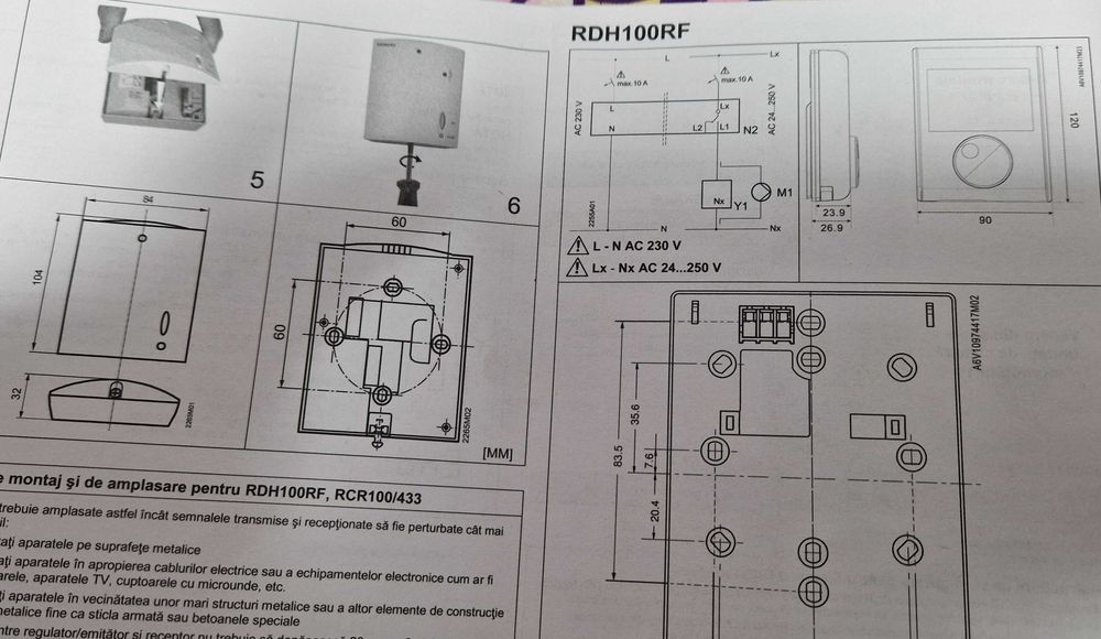 Termostat Siemens RDH100RF digital, fara fir DEFECT