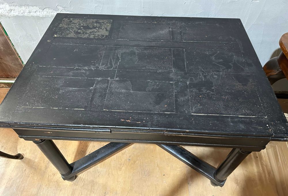 Masa neagra vintage din lemn masiv; Masa Extensibila; Masa cu blat 110x78 cm