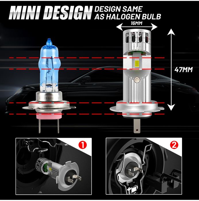 Led Mini H1 H3 H4 H7 Original * CANBUS * + Подарък