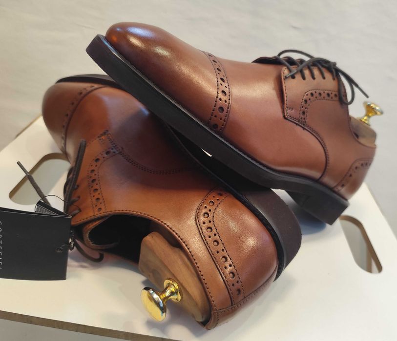 Pantofi derby 42 42.5 piele naturala Cortefiel NOI piele naturala