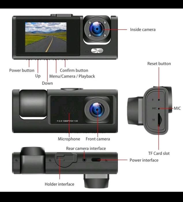 Camera video auto tripla/wifi/card 64Gb/Full HD.