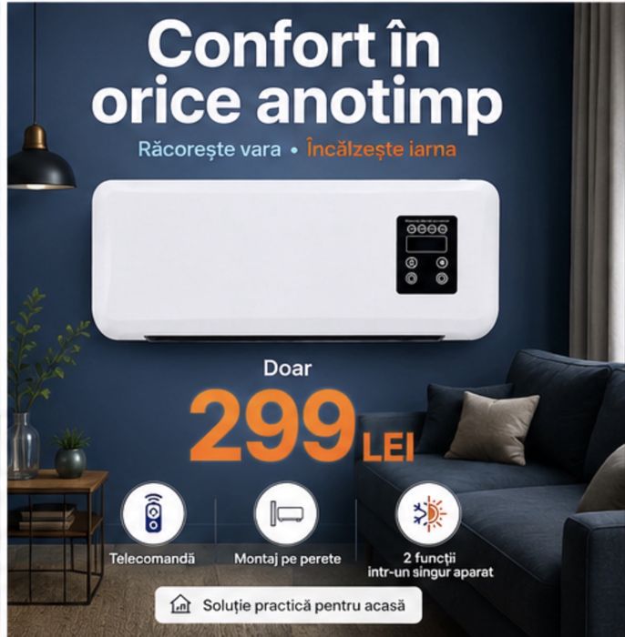 Aer Condiționat Portabil (Digital) Rece/Cald Nivel Temperatura 16/40 grade .Raceste pana la 16 grade !! Produs Nou !!!