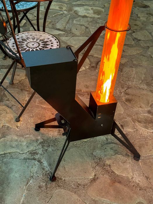 Soba cu flacara in tub de sticla 150 cm Incalzitor terasa peleti