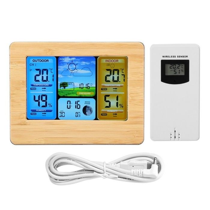 Statie meteo interior/exterior, wireless, afisare calendar, umiditate