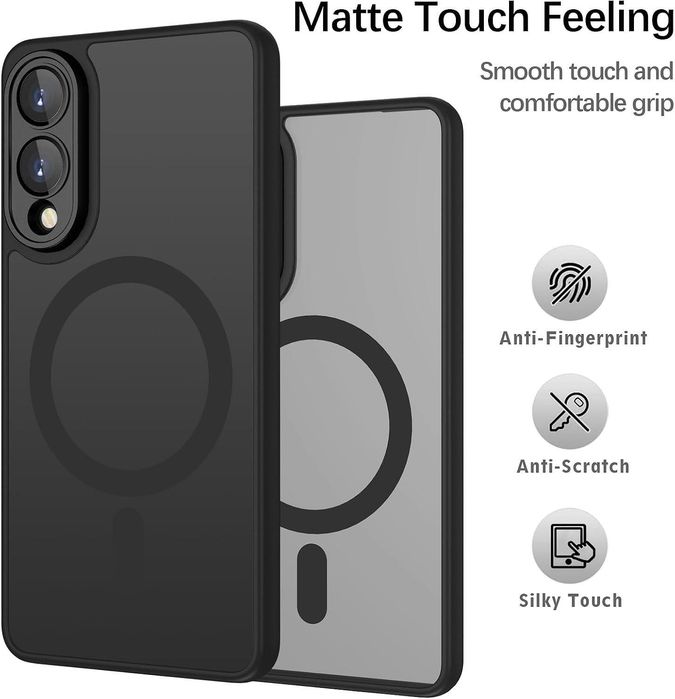 Матов magsafe кейс за samsung galaxy s25 edge - черен