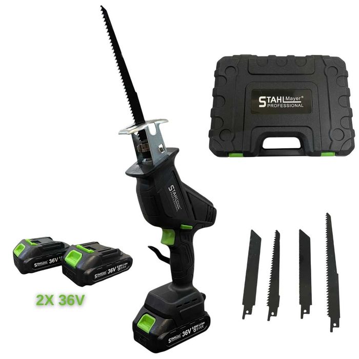 Акумулаторен  саблен трион - STAHLMAYER 4 ножа 2 батерии 36V 8Ah