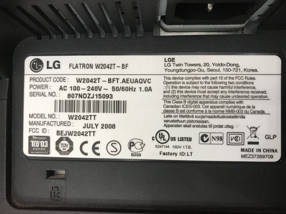 Монитор LG Flatron W2042T