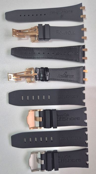 curea ceas Audemars Piguet premium neagra din piele si silicon complet