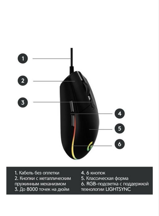Мышь Logitech G102 Lightsync