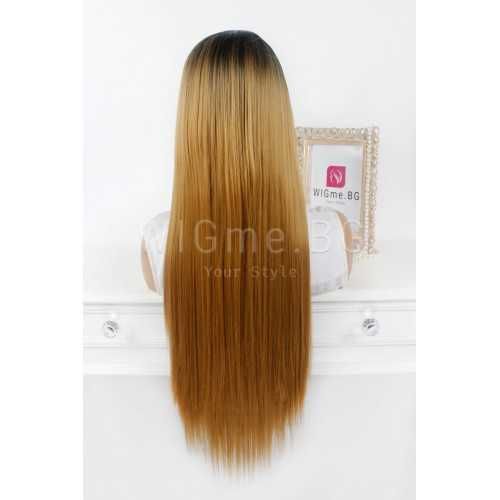 Дълга кестенява лейс фронт перука Саманта