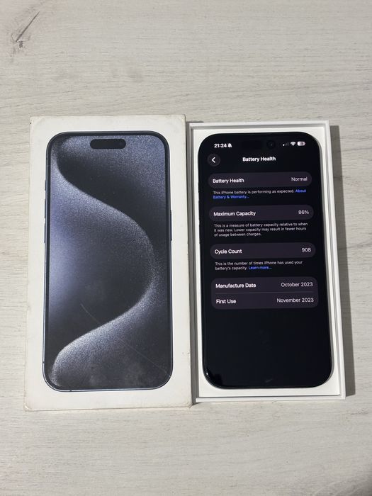 Iphone 15 Pro titan blue IMPECABIL + factura