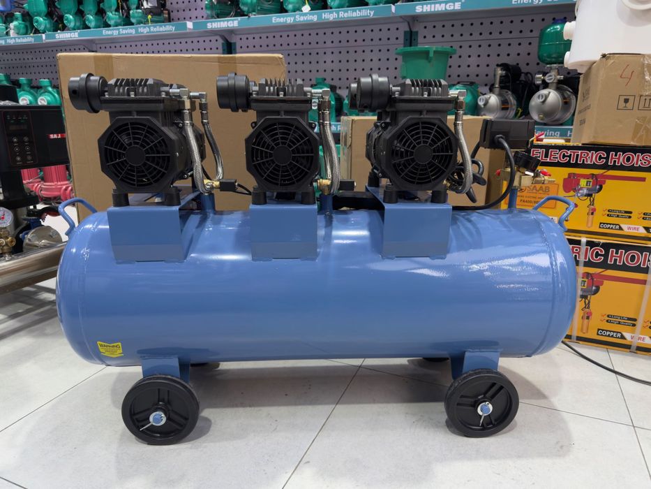 Воздушный компрессор бесшумный 100л / Kompressor 100L 600L/min 8 bar