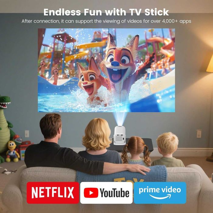 Преносим мини проектор, WIFI 6 и Bluetooth, 4K 1080P, автофокус