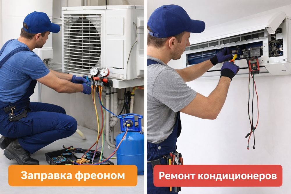 Кондиционеры: Ремонт, Заправка фреоном,Чистка, Установка Монтаж