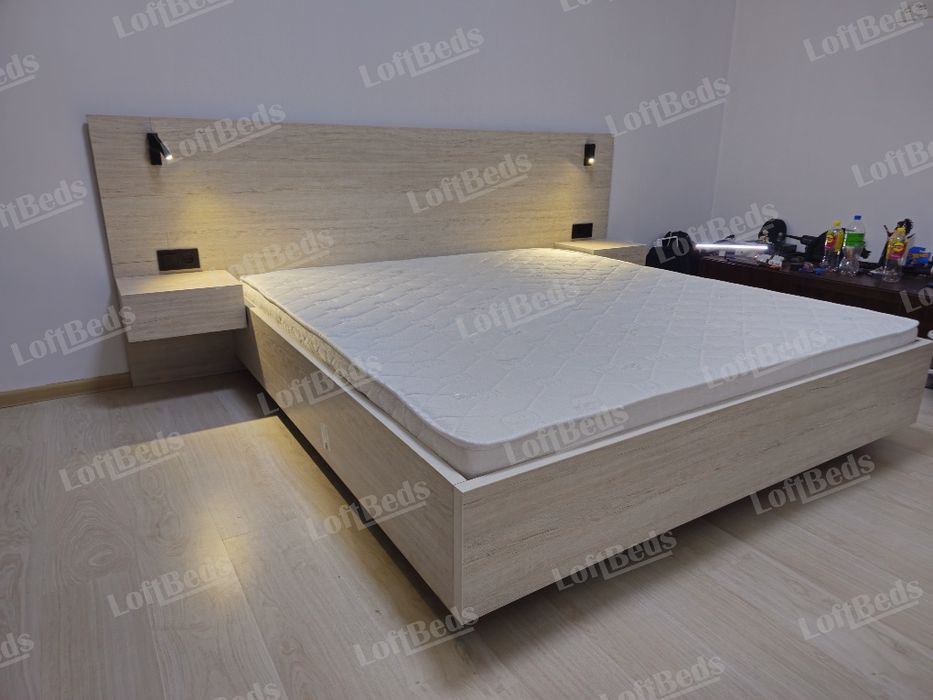 Двуспальная кровать с матрасом, в стиле hi-tech, СУЛТАН кровать