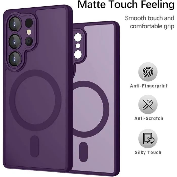 Матов magsafe кейс за samsung galaxy s26 ultra - лилав - със защита на
