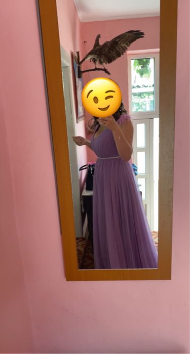 Rochie lungă, mov, cu crapatura