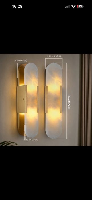 Aplică LED de Perete 50 cm – Marmură Naturală & Auriu – Dulie G9 – Nouă