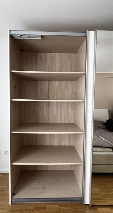 Dressing/Dulap 293/219/66 cm 3 usi culisante alb/crem  lucios/oglinda