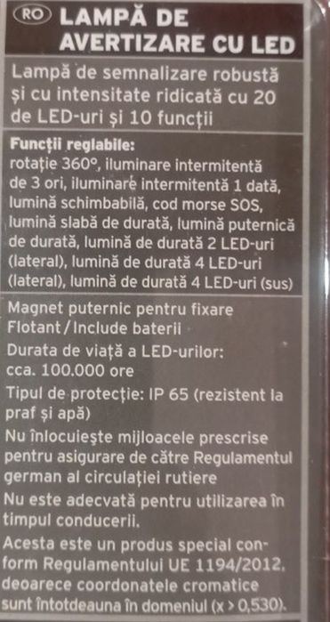 Lampă de avertizare