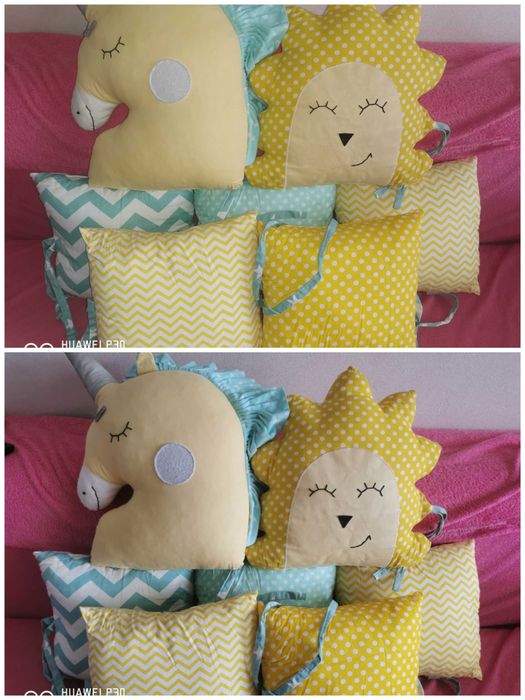 Детские подушечки с завязками и без для кроватки