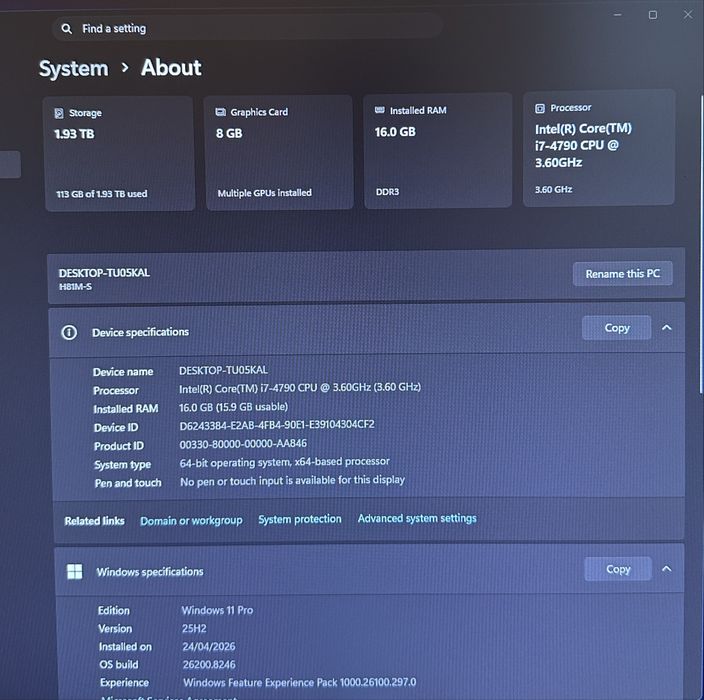 PC Calculator Gaming I7 4790 16GB RAM Placa Video RX 480 8GB  SSD 2TB