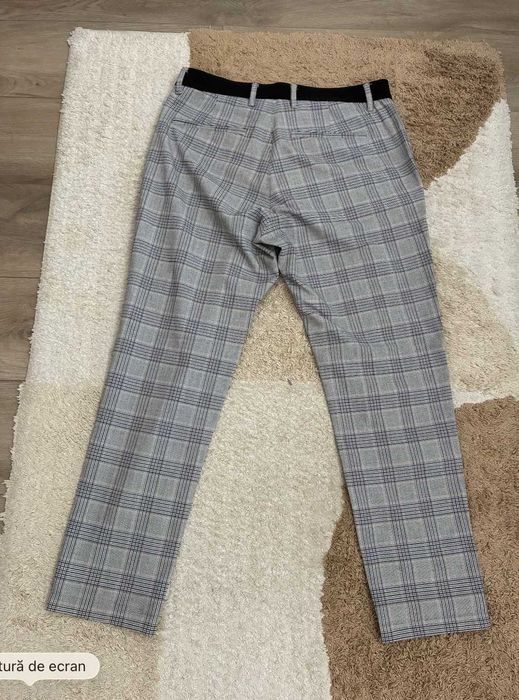 Pantaloni Eleganti Bărbați Zara Mărimea M Carouri Gri Mărimea M -EUR40-
