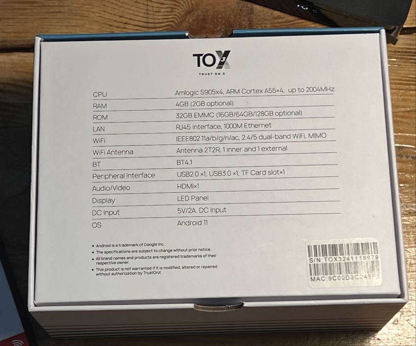 Tox 3 4/32 Android 11 wi-fi