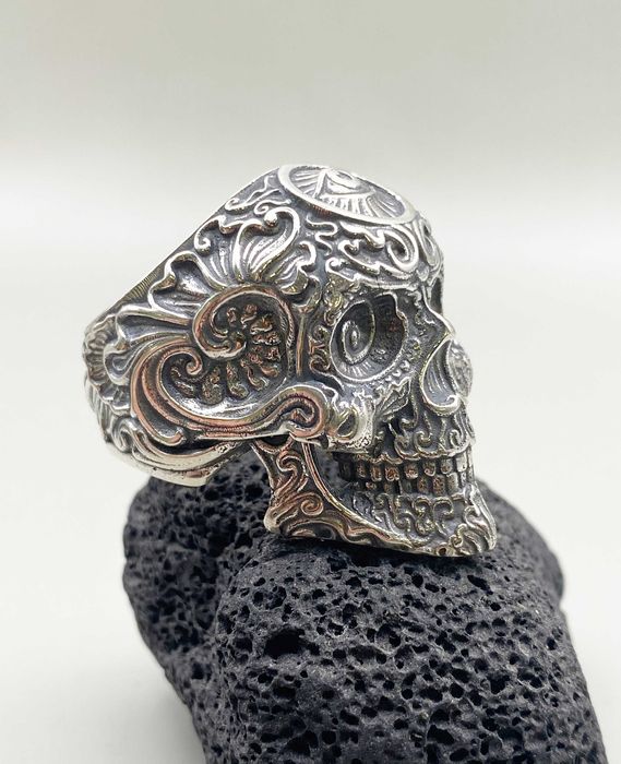 Сребърен пръстен Череп