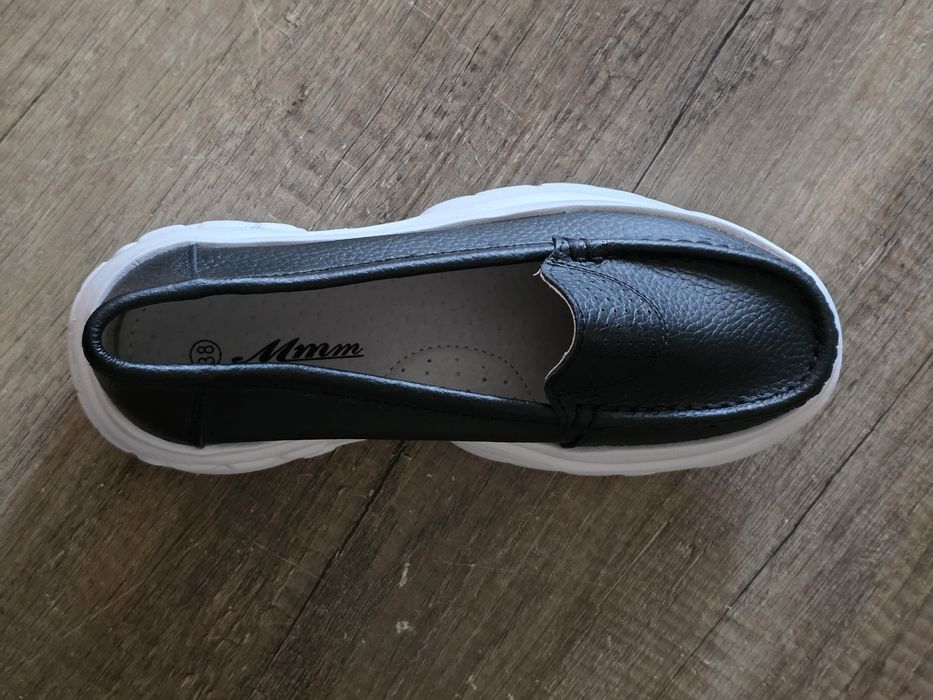 Мокасини тип лоуфари от естествена кожа с дебела подметка