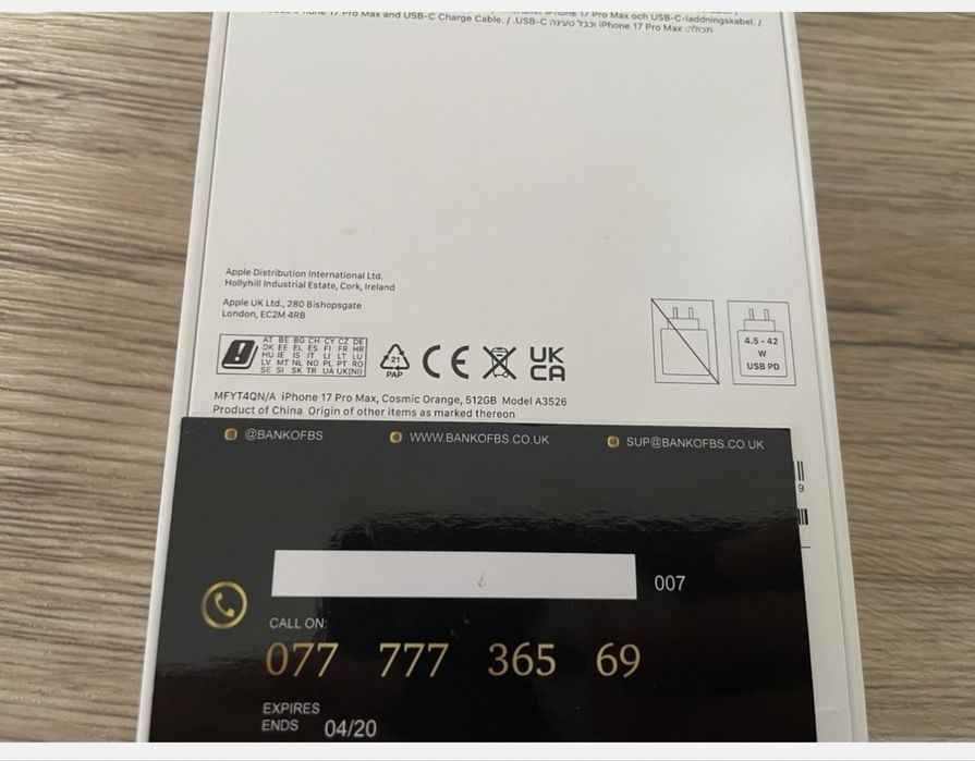 Iphone 17 pro max 512GB отключен