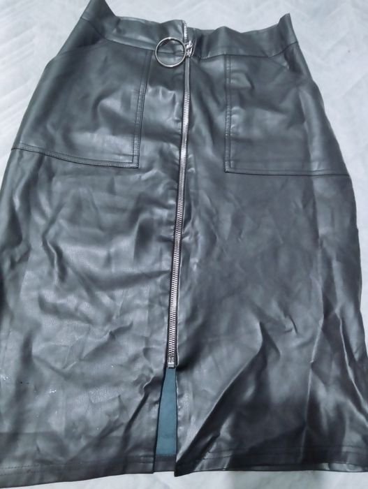 Юбка экокожа черная