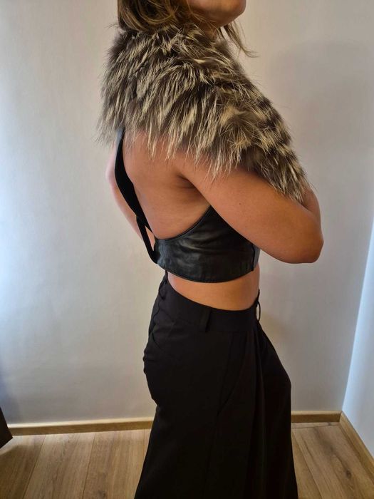 бюстие от естествена кожа и чинчила