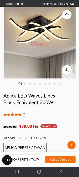 Aplică LED cu Telecomandă (2025 ) 3 nuanțe de culoare ,