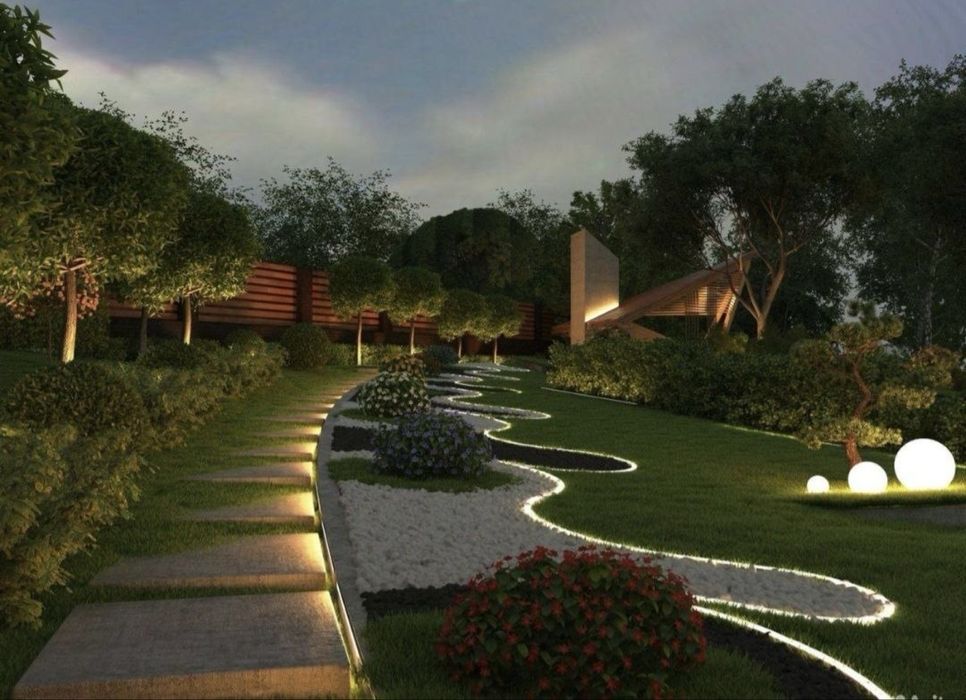 Газон автополив озеленение ель