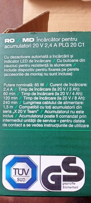 Încărcător Parkside 20V / 2,4A