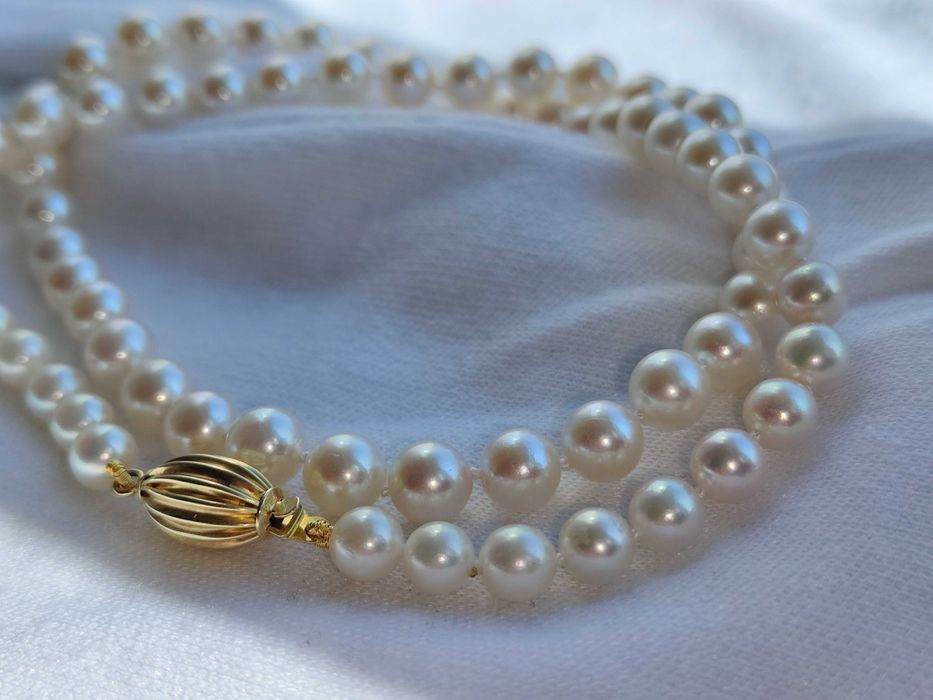 Colier aur 14k perle naturale apa sarata Perla Akoya Oyster certificat
