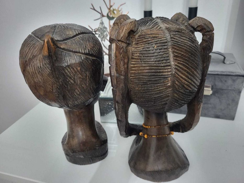 Busturi africane sculptate manual, statueta africana, arta africana