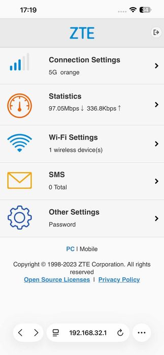 Router Modem 5G ZTE cu sim model MC801A liber de retea, neverlocked