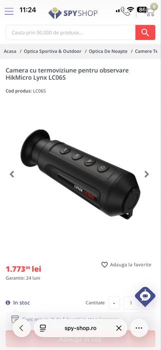Monocular cu vedere termica  Lynx LC06S, HIKMICRO, 4x zoom digital