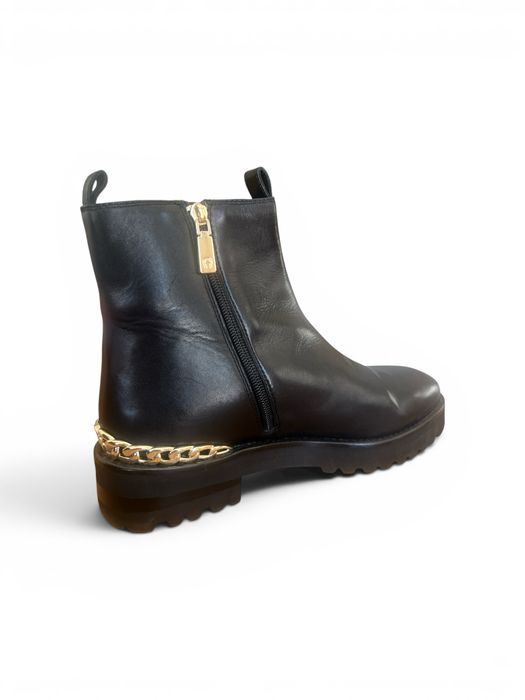 Aigner черни кожени biker боти – естествена кожа и златни детайли