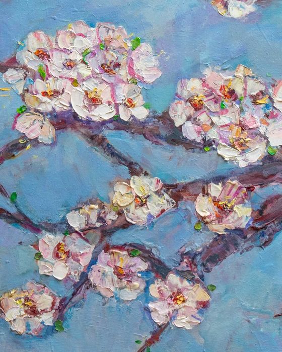Картина "Цветущая ветка" Холст, масло. 60х80см