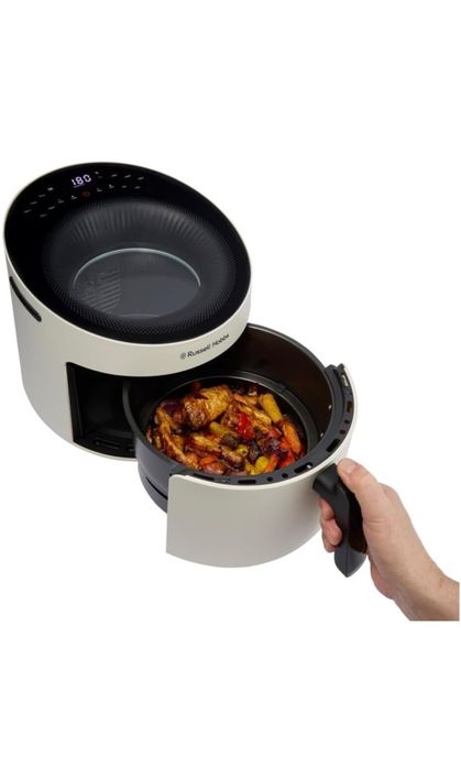 Friteuza cu aer cald Russell Hobbs 27421-56 SatisFry Panoramic, 5L, 1500W, 10 programe, fereastra panoramica, touch, Crem