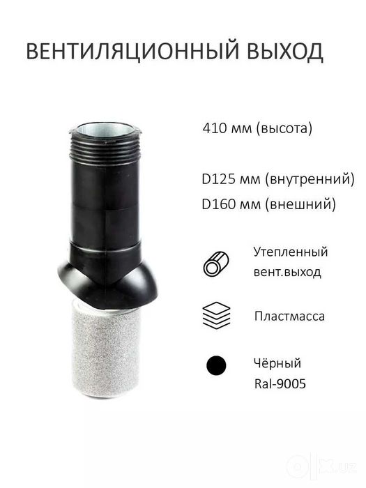 Кровельный аэратор для гибкой черепицы Черный D-125/160