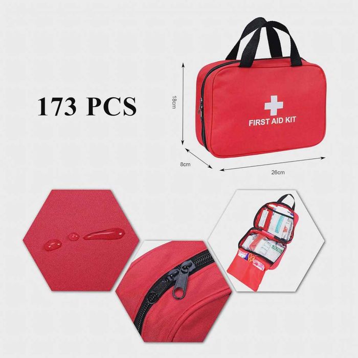 Туристическа Аптечка напълно оборудвана със 173 броя аксесоара