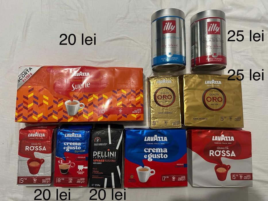 Cafea macinata lavazza pellini illy 250g